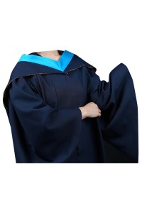 訂製學士畢業袍    設計藍色黃色絲綢帶畢業袍    金色兜帽畢業袍     學術禮服    V領拉鏈設計    學士畢業袍    香港科技大學HKUST    畢業袍生產商    DA528